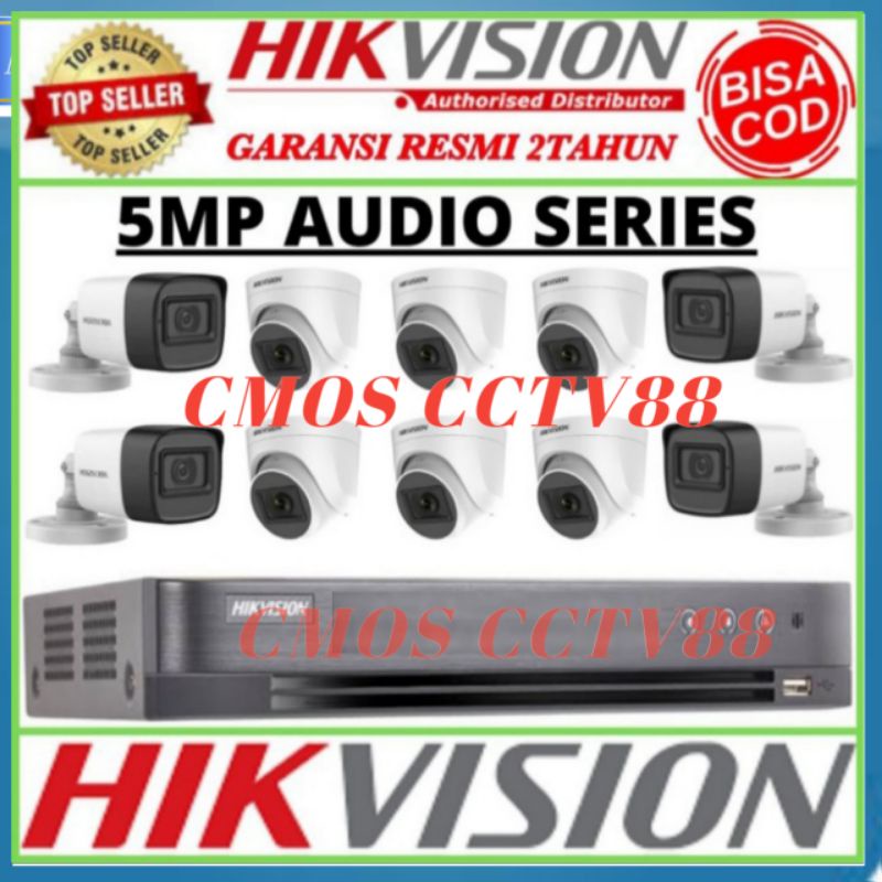 PAKET CCTV HIKVISION 16 CHANNEL 10 CAMERA 5MP AUDIO KOMPLIT