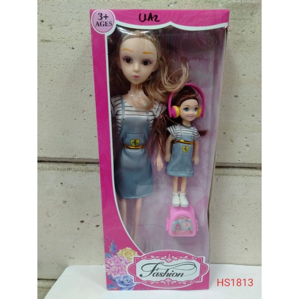 HS1813 Mainan Boneka Berbi Ibu dan Anak Accesories Headset dan Tas