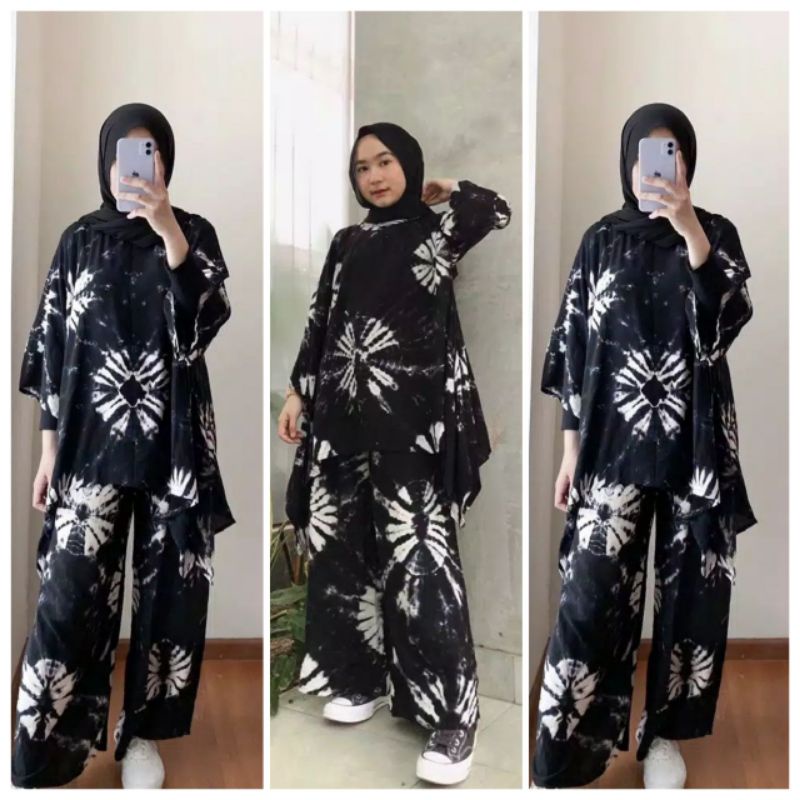 Setelan Wanita Kekinian Waka Jumbo One Set Rayon Shibori Baju Tidur Perempuan Dewasa Termurah