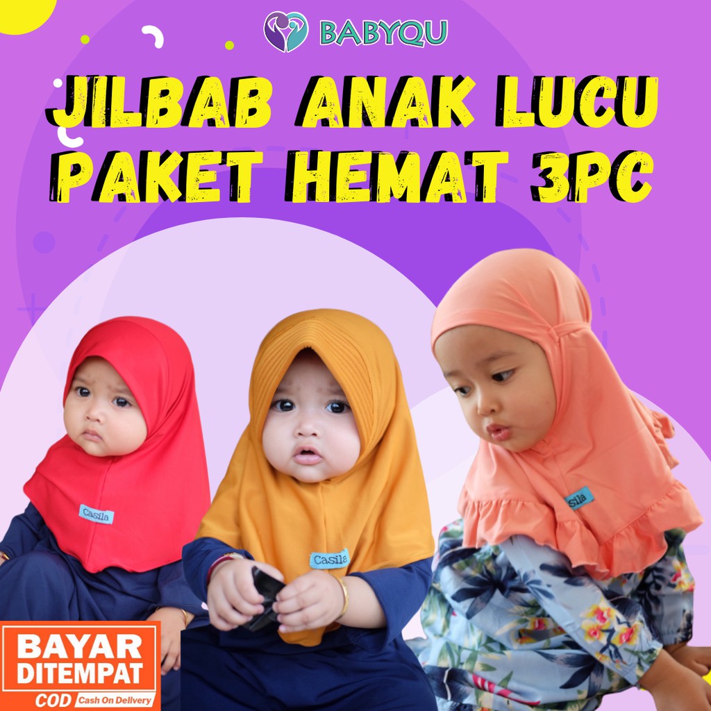 Hijab Jilbab Anak Bayi Instan Lucu Casila Baby Bahan Jersey Premium