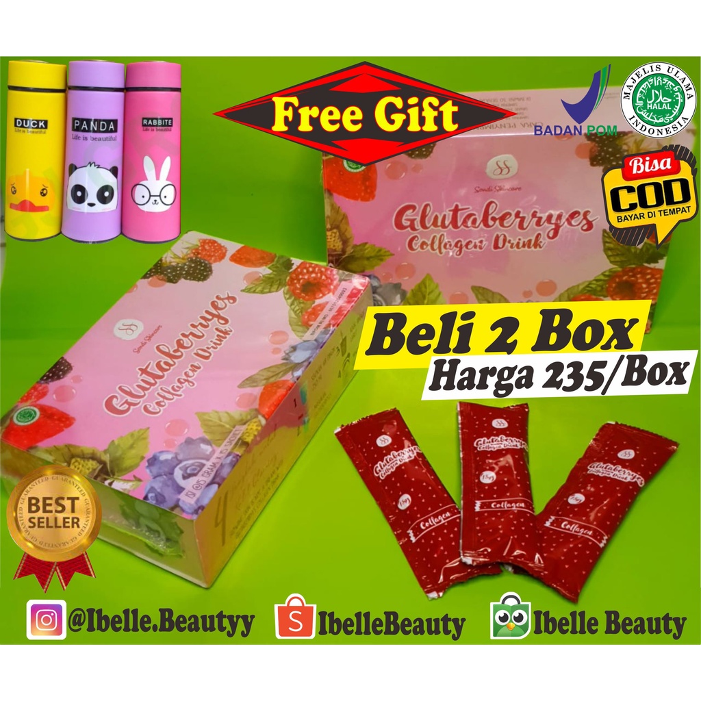 GLUTABERRYES Collagen Drink SondiShop Pemutih Kulit BPOM Gluta Berryes Collagen Gluta Beryes Kolagen