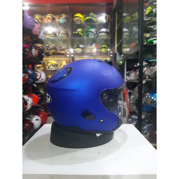 KYT Kyoto R Solid White / Kyoto R Putih Original kyt-Blue dop