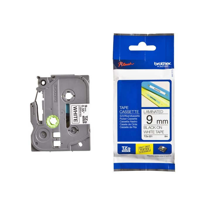 

Brother Label Tape TZE-221 9mm x 8m Black On White Laminated TZe221