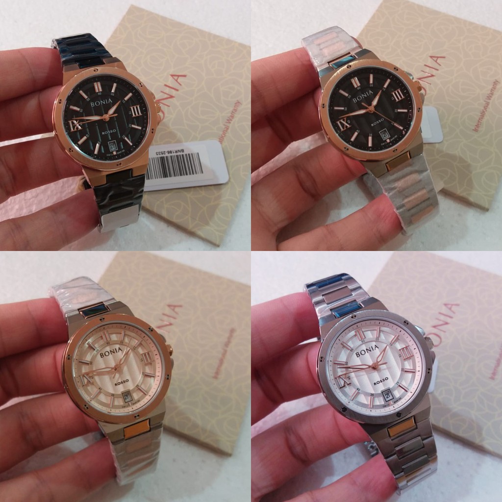 JAM BONIA ROSSO BNR186 BLACK ROSEGOLD JAM TANGAN WANITA ORIGINAL ORI