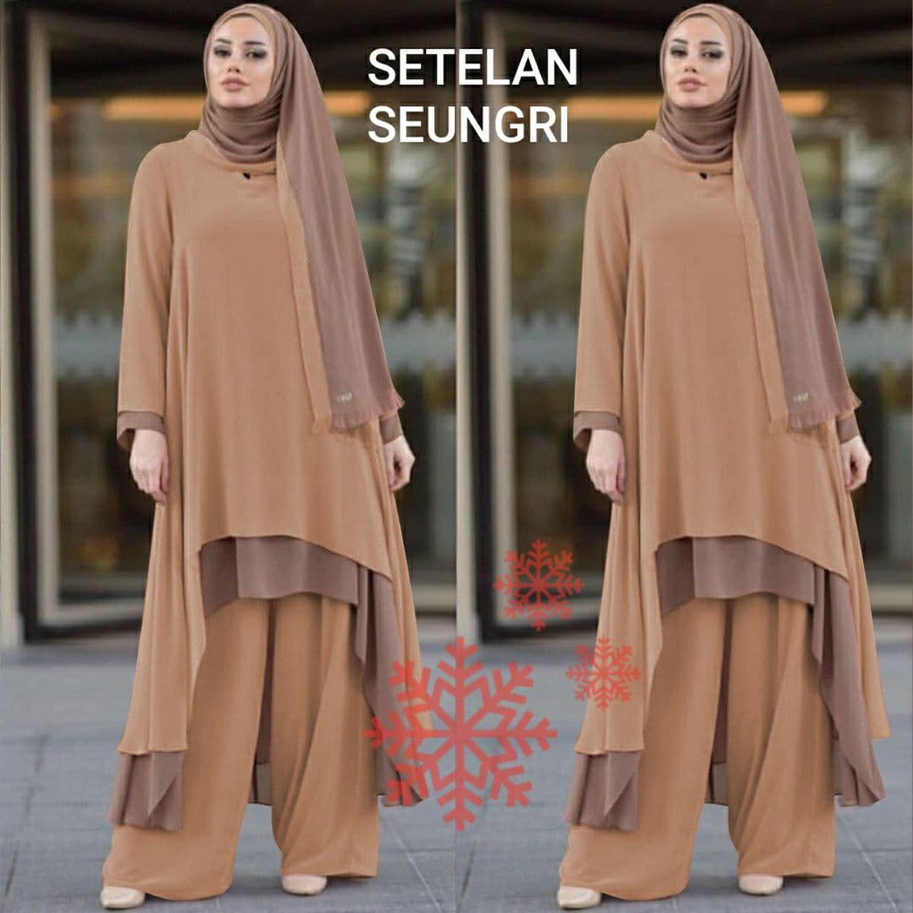 ❤ Baju Set Setelan Muslim Wanita Remaja / Dewasa Kekinian - Baju Set 2in1 Cewek Terbaru - Baju Setelan Tunik Wanita Dewasa Kekinian / Busui Celana Friendly ❤