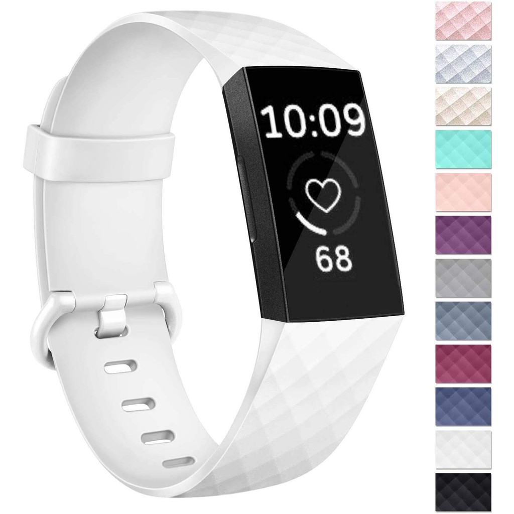 Tali Jam Silicone Strap Band Diamond Pattern for Fitbit Charge 3 Charge 4
