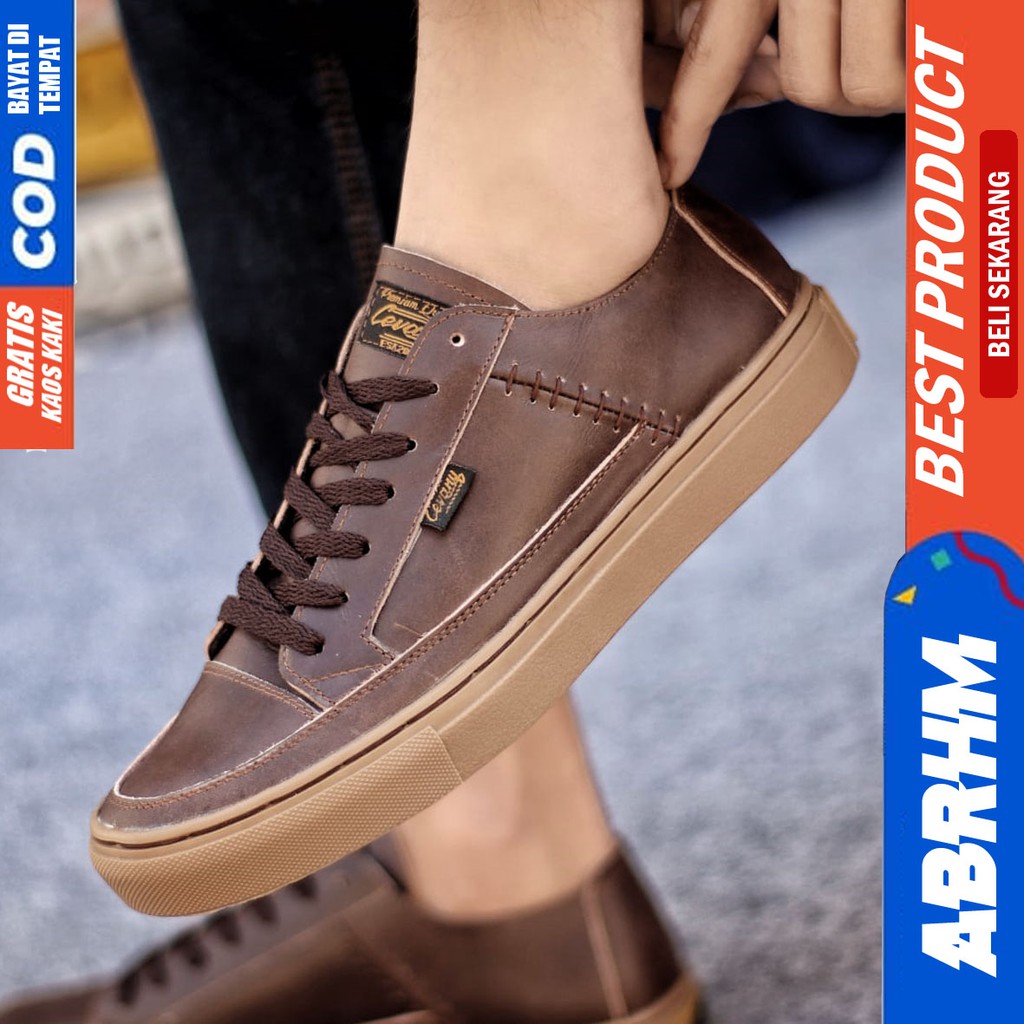 ABRHM X DENTE Sepatu Formal Pria Sepatu Casual Kulit Asli Sepatu Pria Casual Sepatu Kasual Cowok / Cowo Oxford Kerja Kantor Kuliah Kondangan Gaya Keren Kekinian Original Murah Terlaris