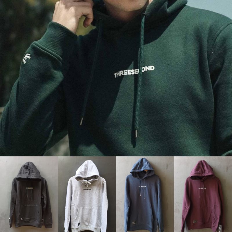 HOODIE 3SECOND NEW ARRIVAL ORIGINAL WARNA NAVY, MAROON, GREY, GREEN DAN HITAM