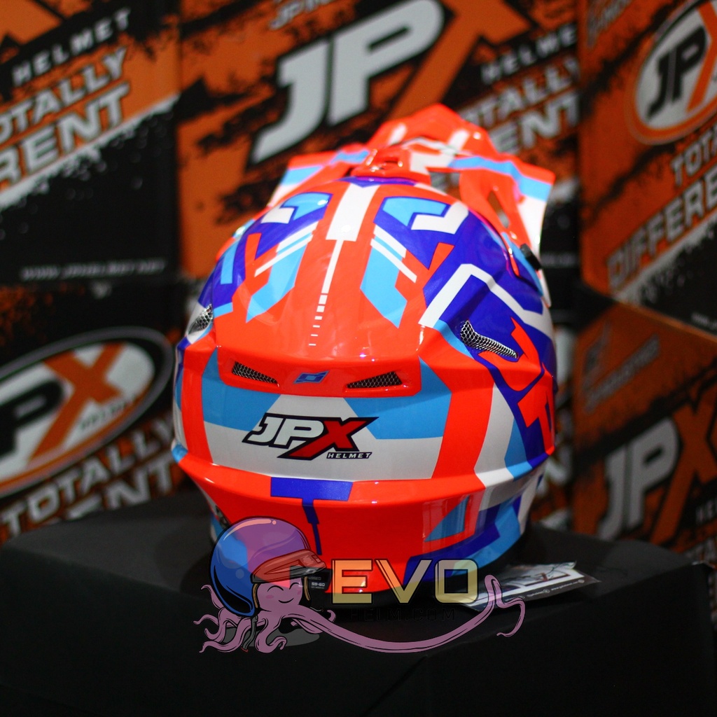 HELM JPX CROSS_FOX1 SERI X29 - FLUO RED GLOSS + GOOGLE SNAIL (ONGKIR 2 KG) HELM JPX TERBARU