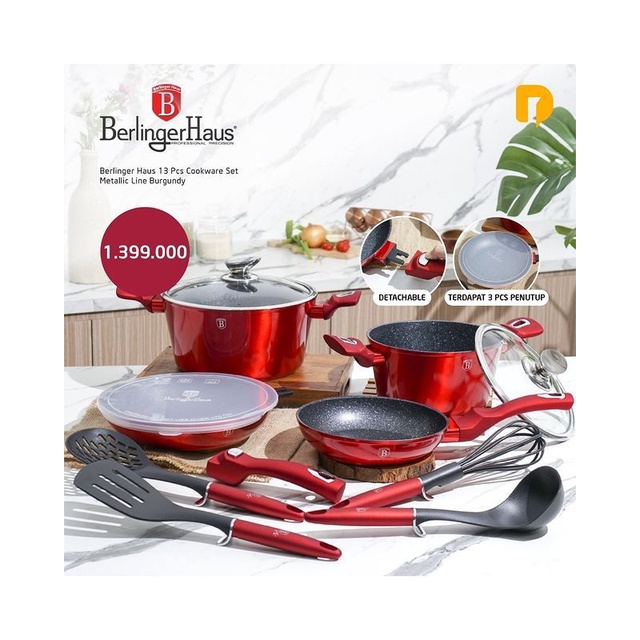 Wajan Anti Lengket Merah Wajan Panci Marble Set Berlinger Haus