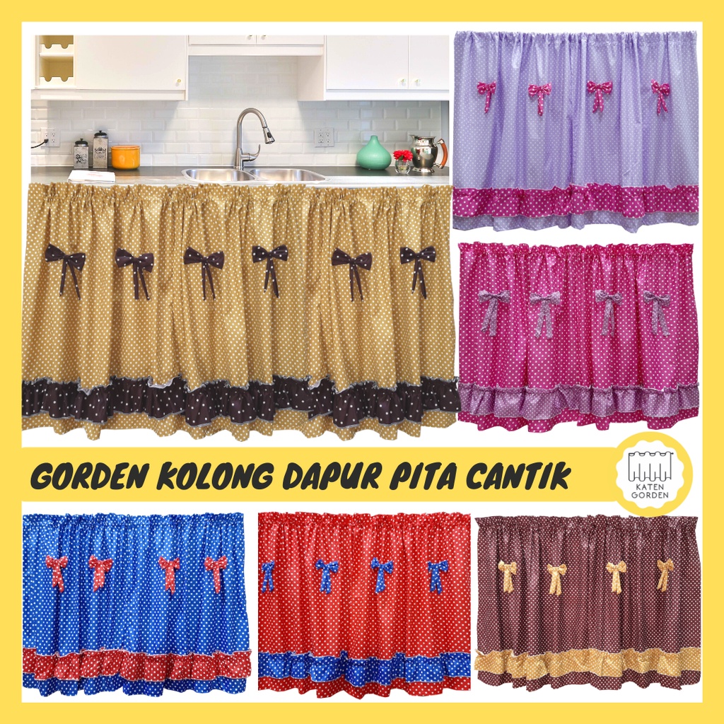 Gorden Kolong Dapur Pita Polkadot Murah Tirai Kolong Dapur