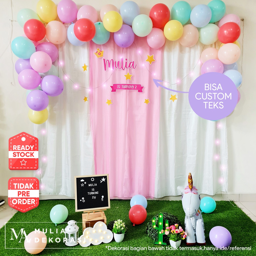 Backdrop Ulang Tahun Anak Is Turning Dekorasi Pastel Macaron