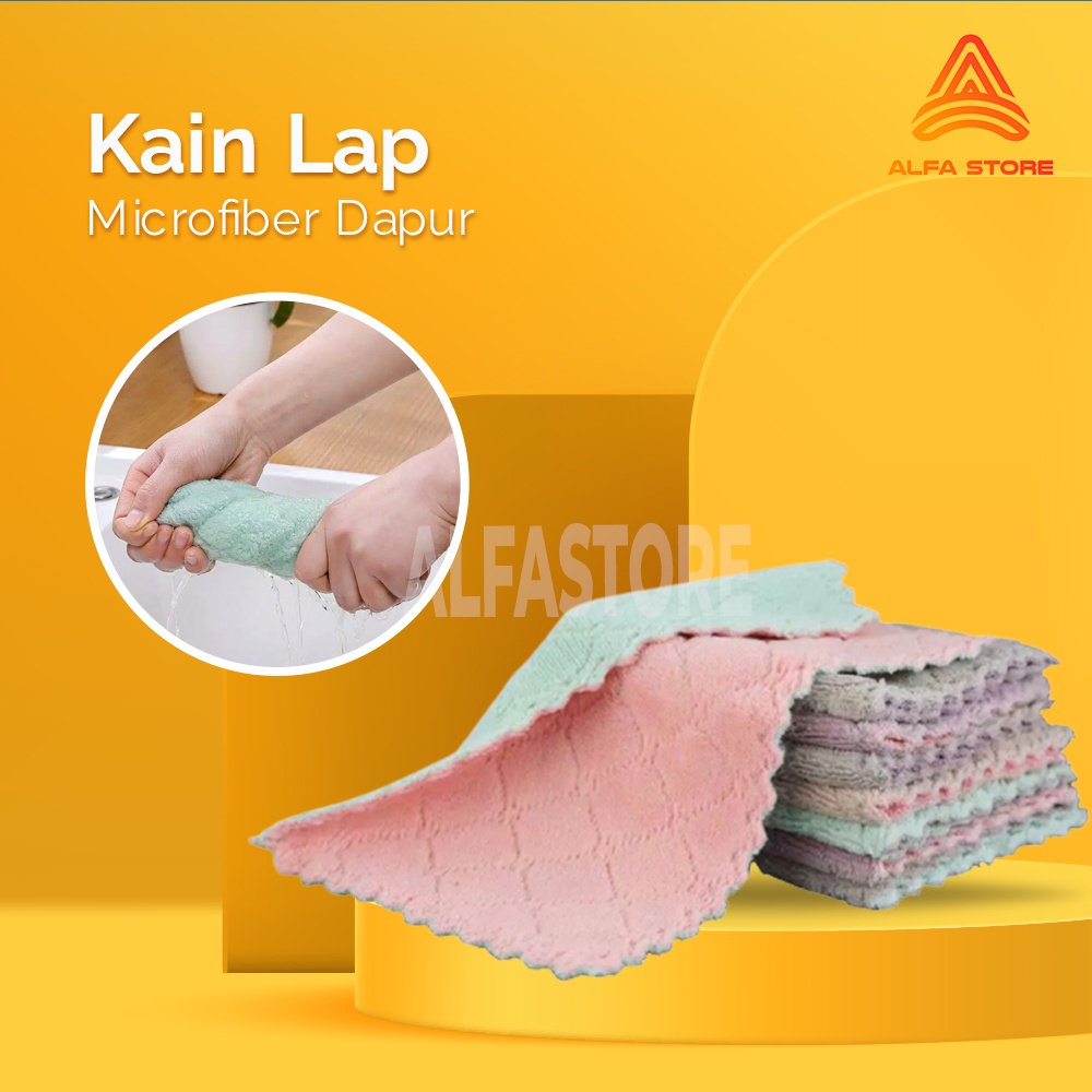 Kain Lap Microfiber Lap Piring Kain Lap Dapur Anti Minyak Bahan Coral Fleece