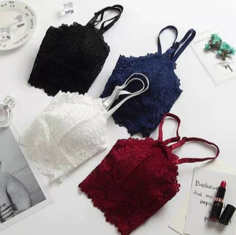 BWDO Bra Bh Wanita Remaja Tali Depan Tanpa Kawat Busa Tipis Lace Halus Allsize Import Renda Hitam