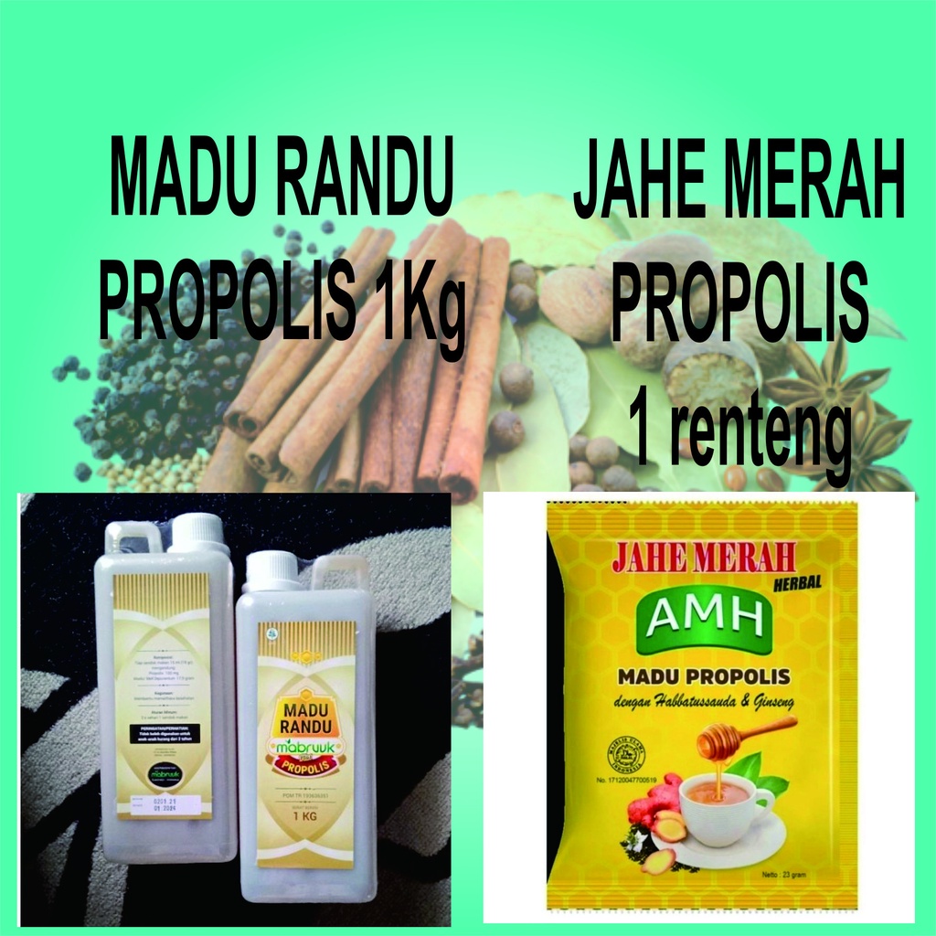 

MADU RANDU PROPOLIS 1 Kg dan Jahe Merah AMH Propolis 1 renteng