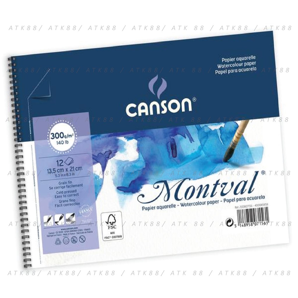 

Canson Montval Watercolor Pad 300gsm 24x32cm Isi 12 Lembar Buku Kertas Cat Air Tebal