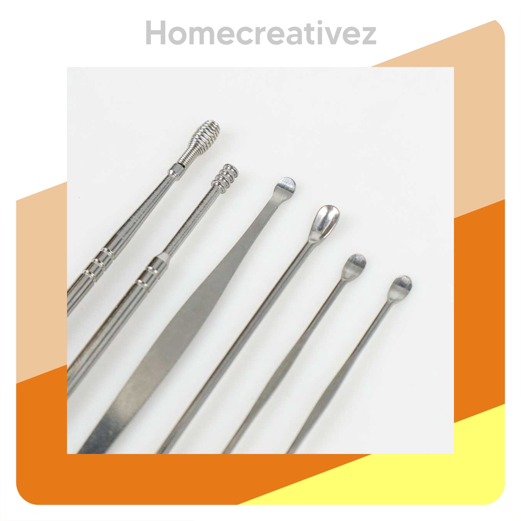 HC Set Pembersih Telinga Korek Kuping Ear Wax Picker 6 IN 1 Stainless Steel