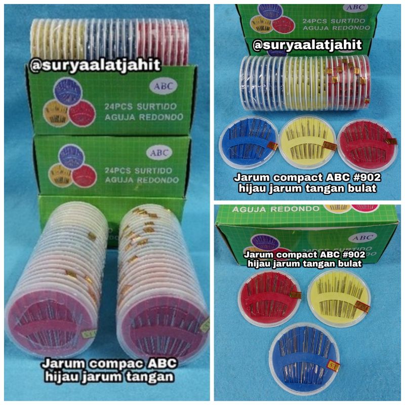 Jarum compact ABC #902 hijau jarum tangan bulat =rp.2.000/1pcs