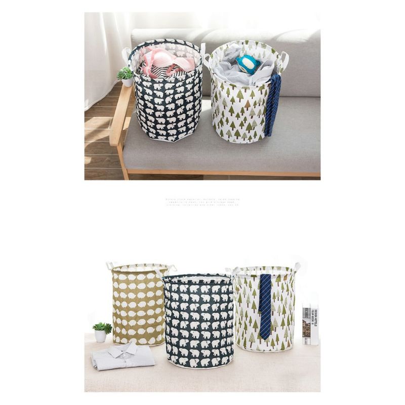 Keranjang Laundry Baju Kotor Motif Karakter Lipat Basket Storage Pakaian Hamper