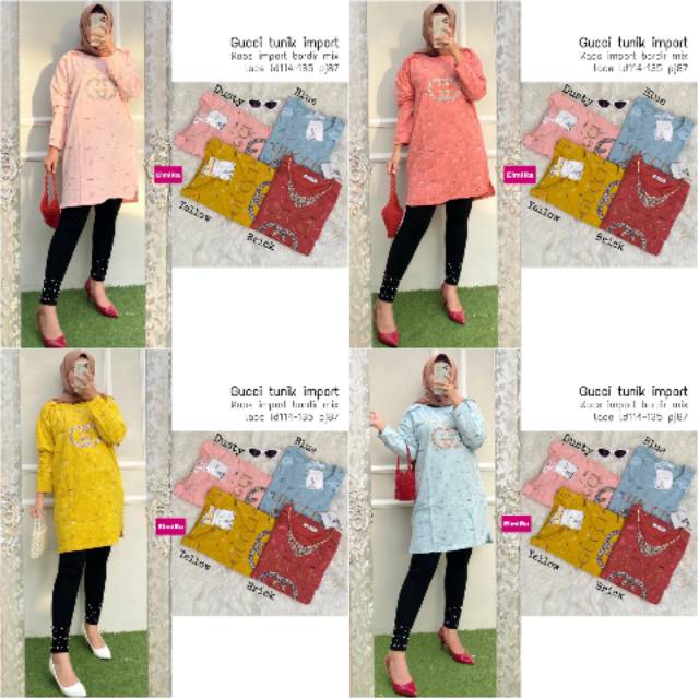 TUNIK GUCCI IMPORT/KAOS IMPORT BORDIR MIX LACE/LD 114-135