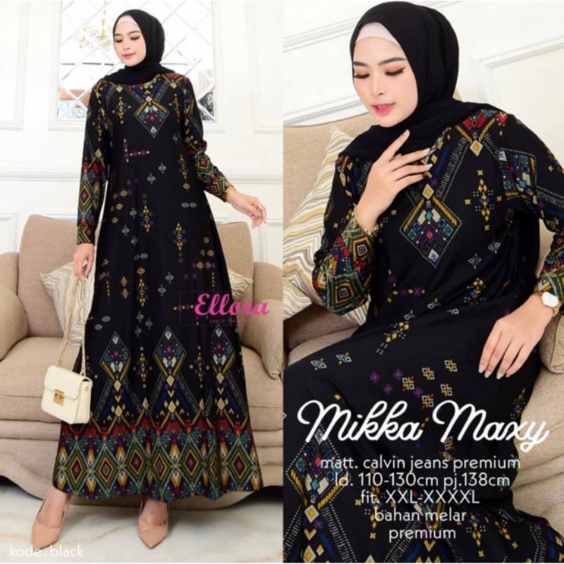 Mikka maxy  jumbo gamis calvin jeans/Bunga Maxy /Fanwa Maxy jumbo Calvin Jeans