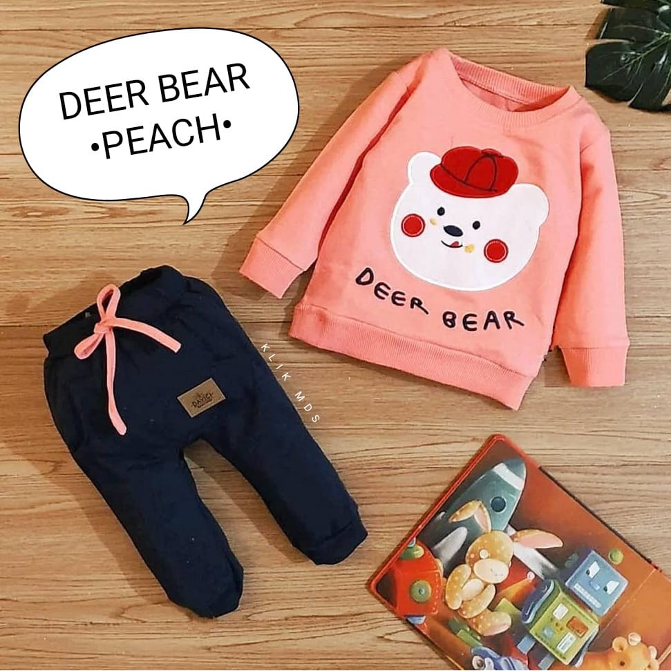 Klik Mds Setelan Baju Anak Laki-Laki Atasan Dan Celana Motif Lovely Bear 1 Ukuran Estimasi 2-9 bulan