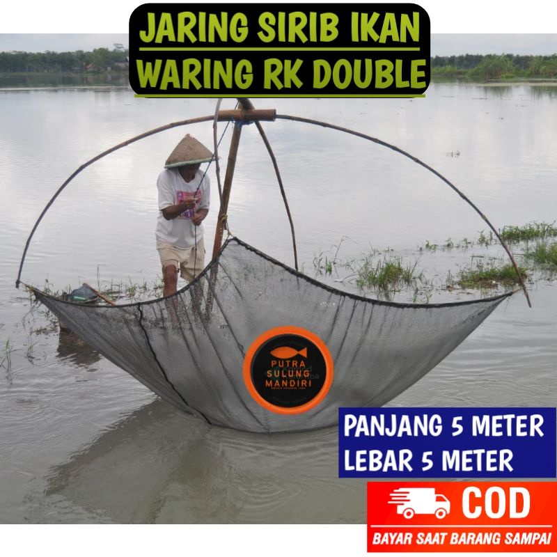 Jaring hanco anco ikan ukuran 5x5 siap pakai plus tali tiap sisi