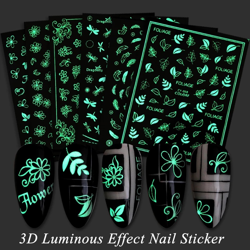 1 Lembar Stiker Kuku Motif Api Holografik Fluorescent Transfer Air Untuk Aksesoris Manicure