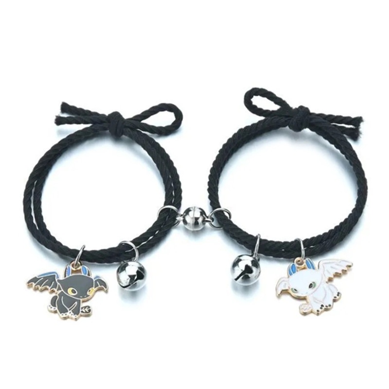 2Pcs Gelang Magnet Hitam Dan Putih Toothless Beberapa Gelang  Pasangan Aksesoris couple gelang