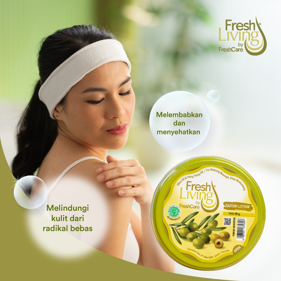 FreshLiving Zaitun Lotion 80gr - Melindungi &amp; Melembabkan Kulit Kering