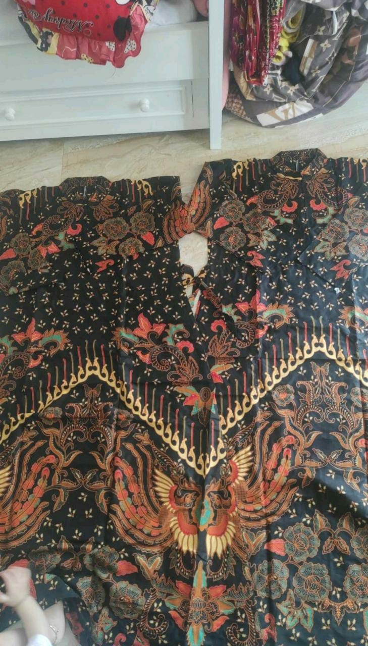 Baju Couple Keluarga Terbaru Motif Kupu Sogan // Baju Batik Keluarga Modern - Batik Ayah Anak