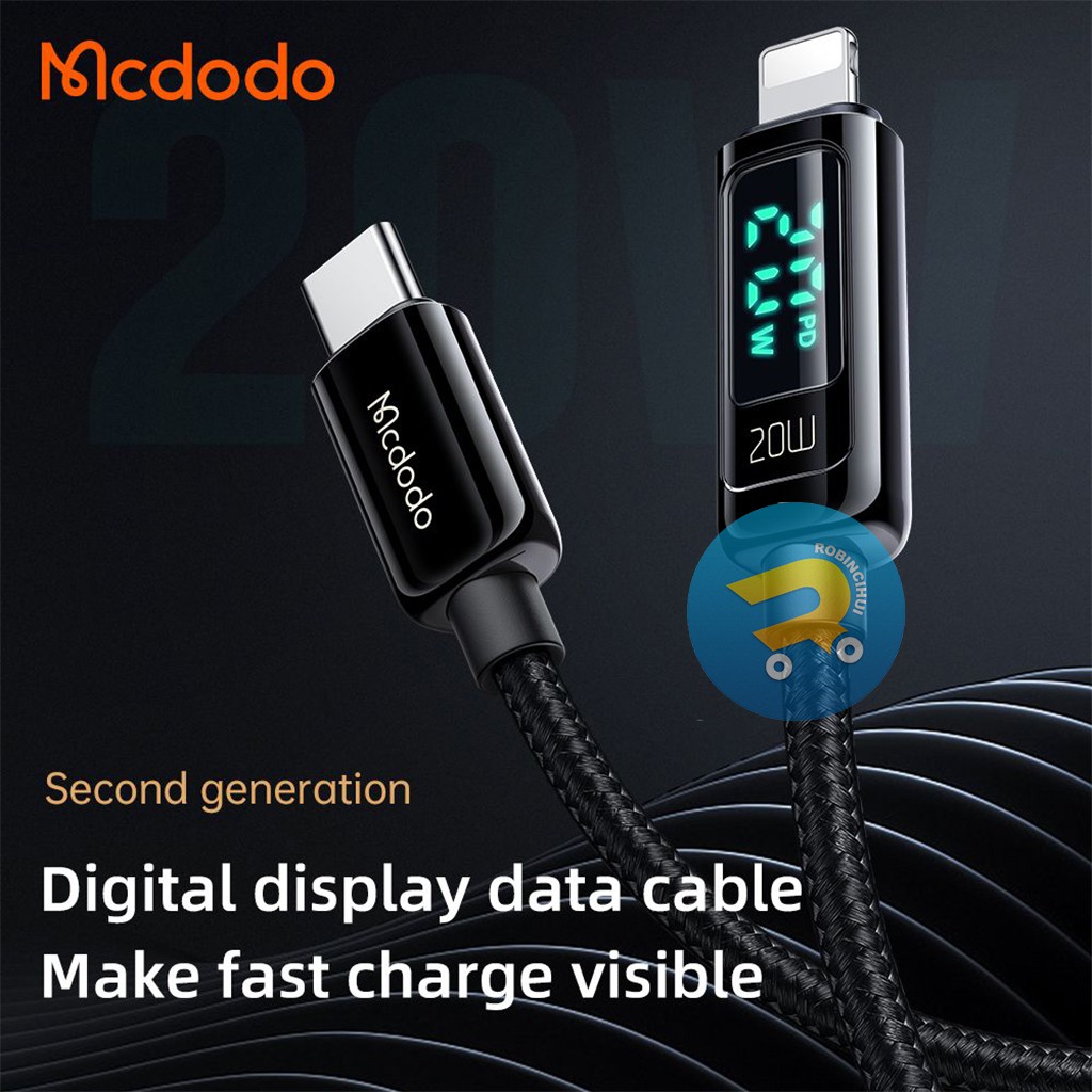 MCDODO Charger For Iphone Digital Display Pro Fast Charging 3A - Usb C to IP - Power Delivery Fast Charging – Kabel for Iphone - Kabel Data for Iphone - Kabel Charger for Iphone ORIGINAL