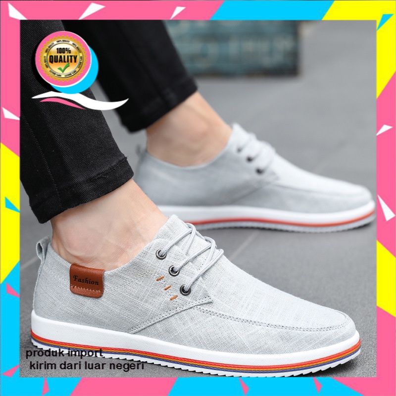 Kanvas Fashion Pria Sepatu Sepatu Kain Sepatu 45 Sepatu Kasual 46  Korea Tren 47 Papan Ukuran Sepatu