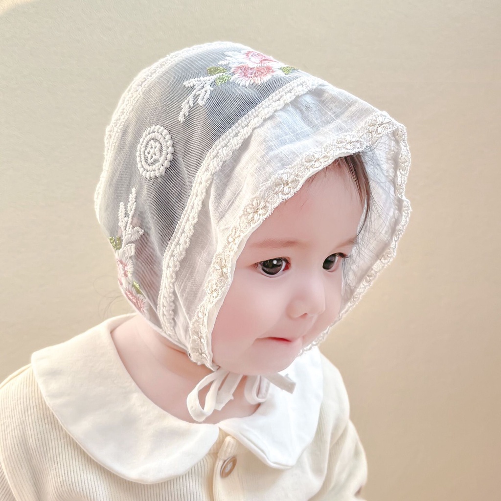 Tokobia topi bayi perempuan baby bonnet renda import HAT103