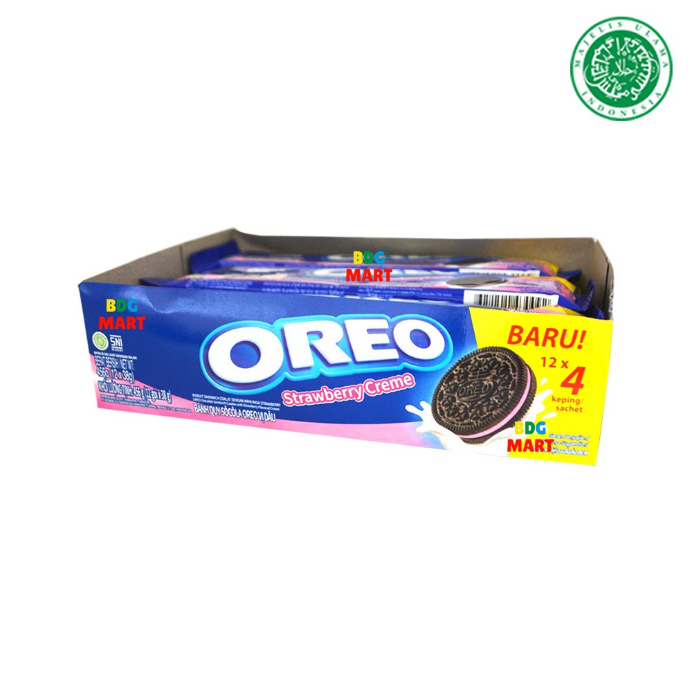 

BOX Oreo Lup Isi 4 Rasa Strawberry Creme Halal MUI - 12 x 38gr