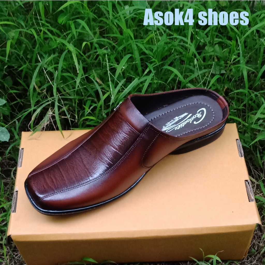 Sandal Sepatu Selop, Sepatu Sandal Pantofel Kulit Asli - Sandal Sepatu Slop BUSTONG Kulit Asli Pria dewasa