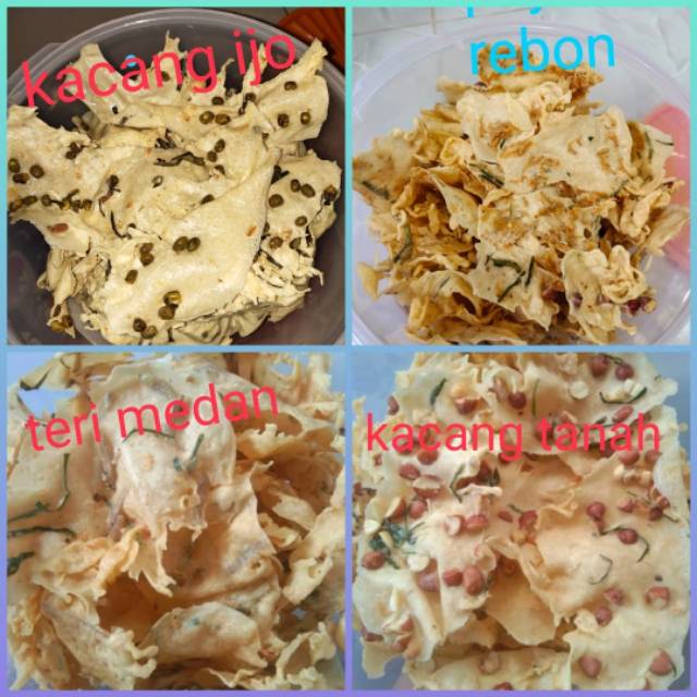 

Peyek kcng tanah, rebon, kacang ijo, teri