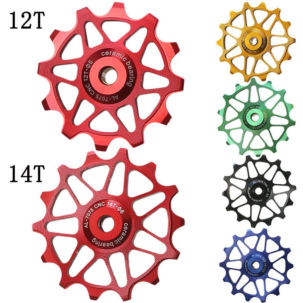 Lanfy Ceramic Pulley Rear Derailleur Red Blue Green Guide Roller Sepeda Jalan 12T 14T Roller Pemandu Belakang Bearing Keramik Derailleur Belakang Pulley