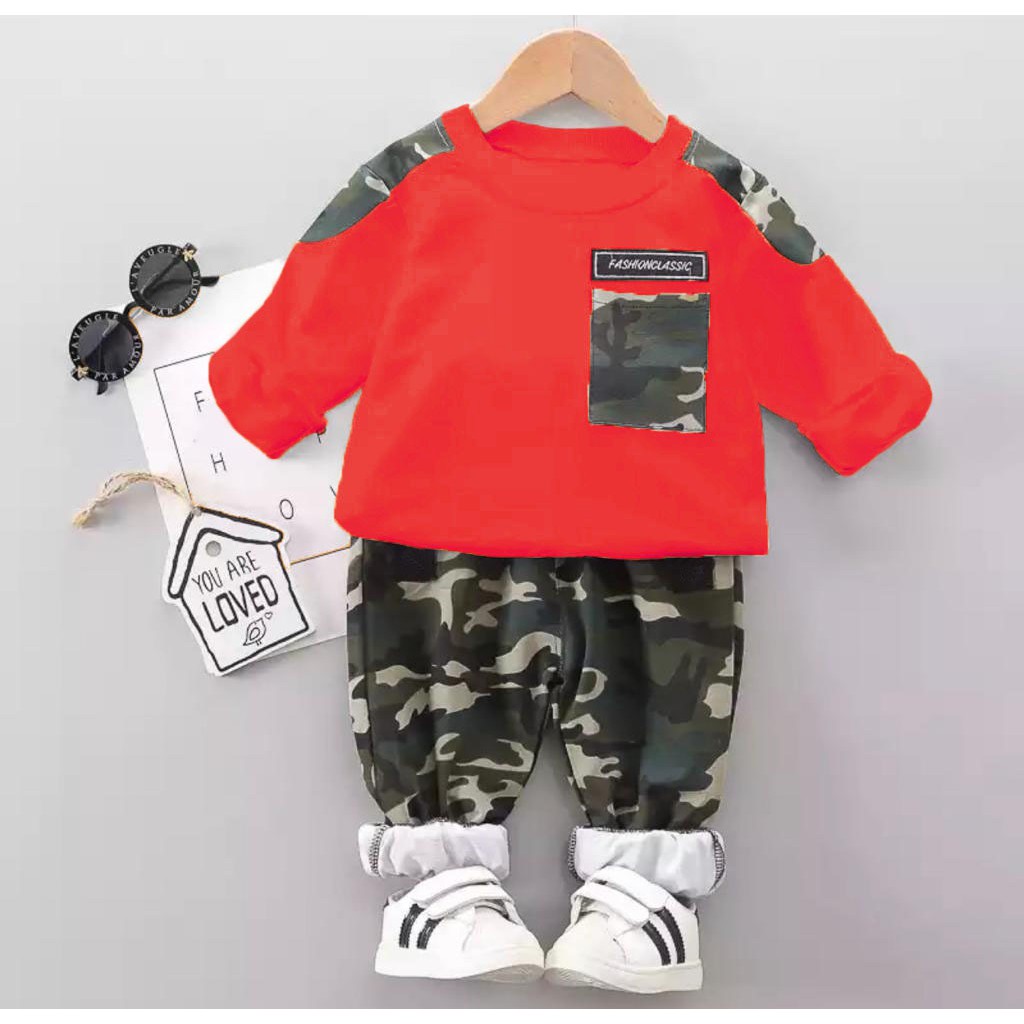 SETELAN SWEATER JOGGER ANAK BAJU ANAK 1-5 TAHUN MOTIF ARMY JOGGER SWEATER ANAK ARMY KIDS SWEATER