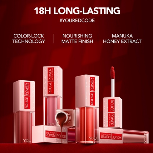 ❣️Izzyd❣️YOU you lipcream Rouge Neon lasting lip tint Power Matte Lip Cream | Matte Finish Tahan Lama, Nourishing, with Manuka Honey lipstick lip tint