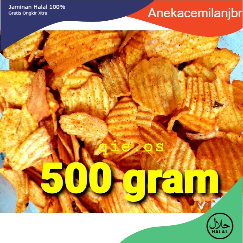 

Cemilan keripik talas geprek talas pedas kiloan 500 gram