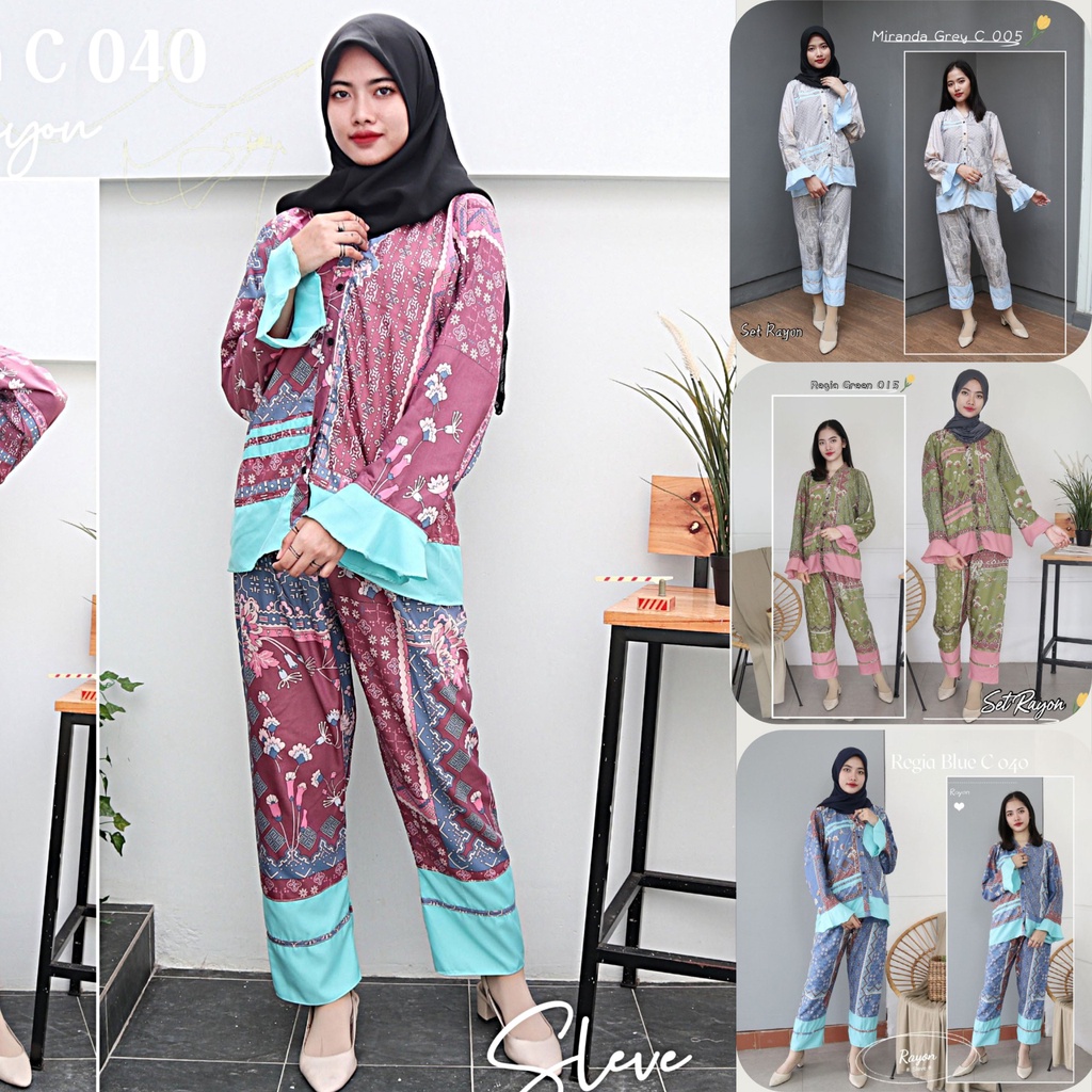 IZANY Piyama ONE Set Daily  / Set Kemeja Sleve XL RAYON