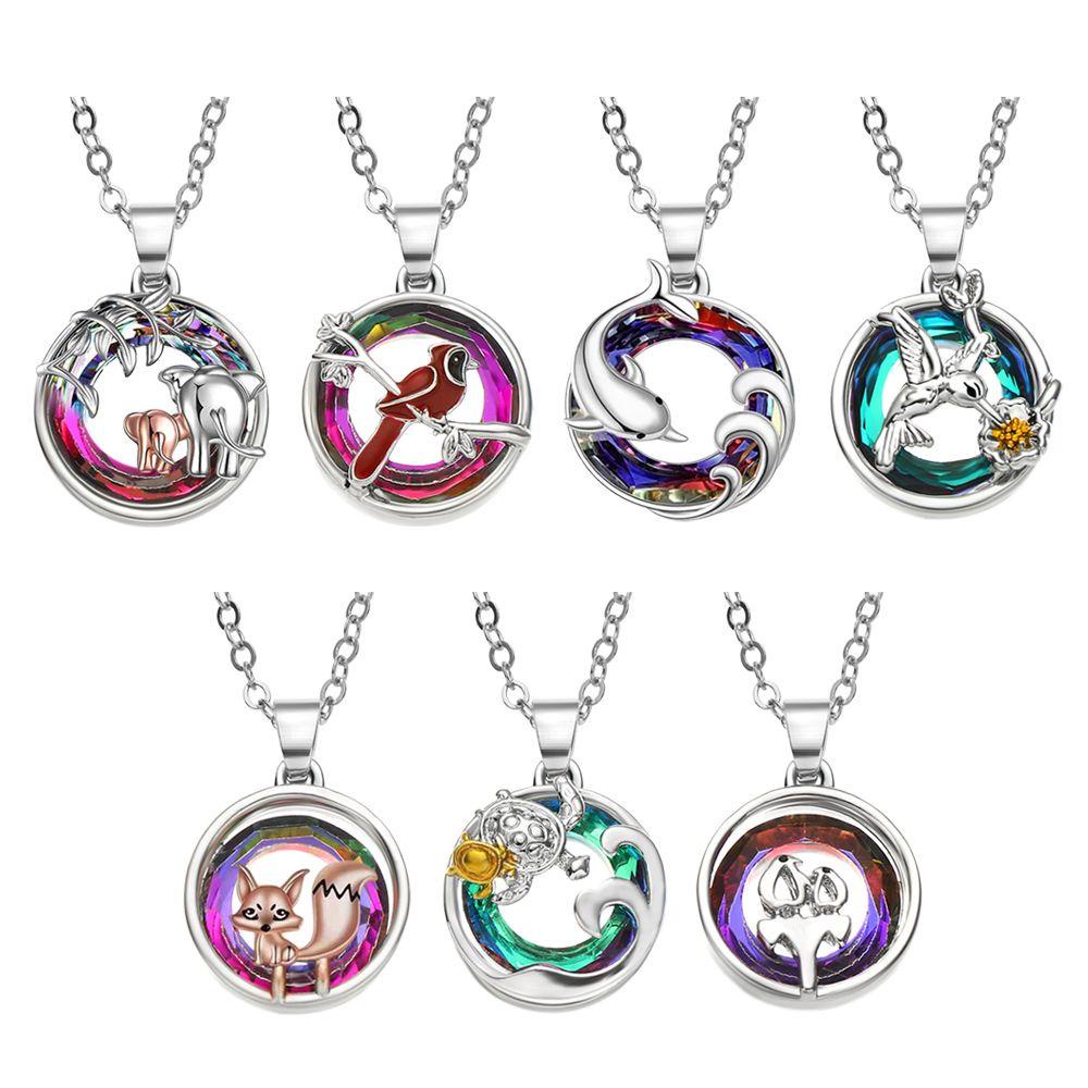 Lily Kristal Kalung Ulang Tahun Valentine Hari Gajah Rubah Perhiasan Hadiah Hummingbird925 Sterling Silver