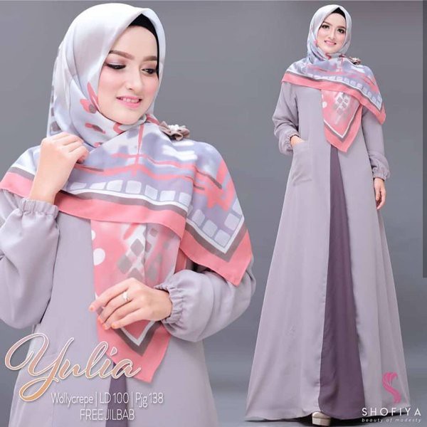 Baju Gamis Wanita Long Dress Maxi Syari Putih Hujan Muslim Modis Modern White Mach D