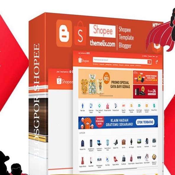 Template BlogSpot Mirip Marketplace Orange Sebelah gratis ongkos kirim