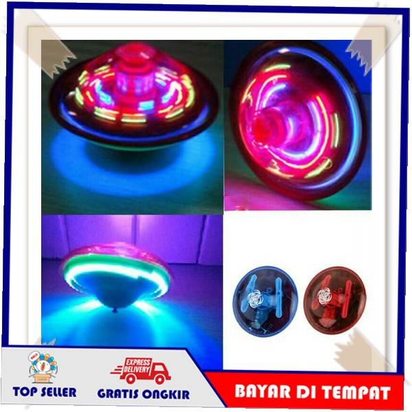 Mainan Gangsing UFO Mainan Edukasi Anak Laki2 Gasing Lampu Nyala Tarik LED Gansing Beyblade Murah