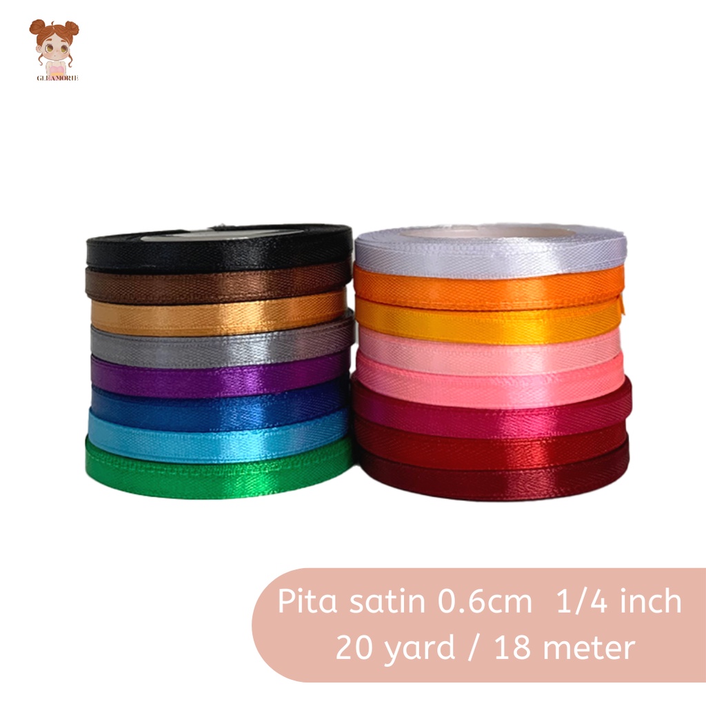 

pita satin 0.6cm 1/4 inch per roll 20 yard 18,5 meter