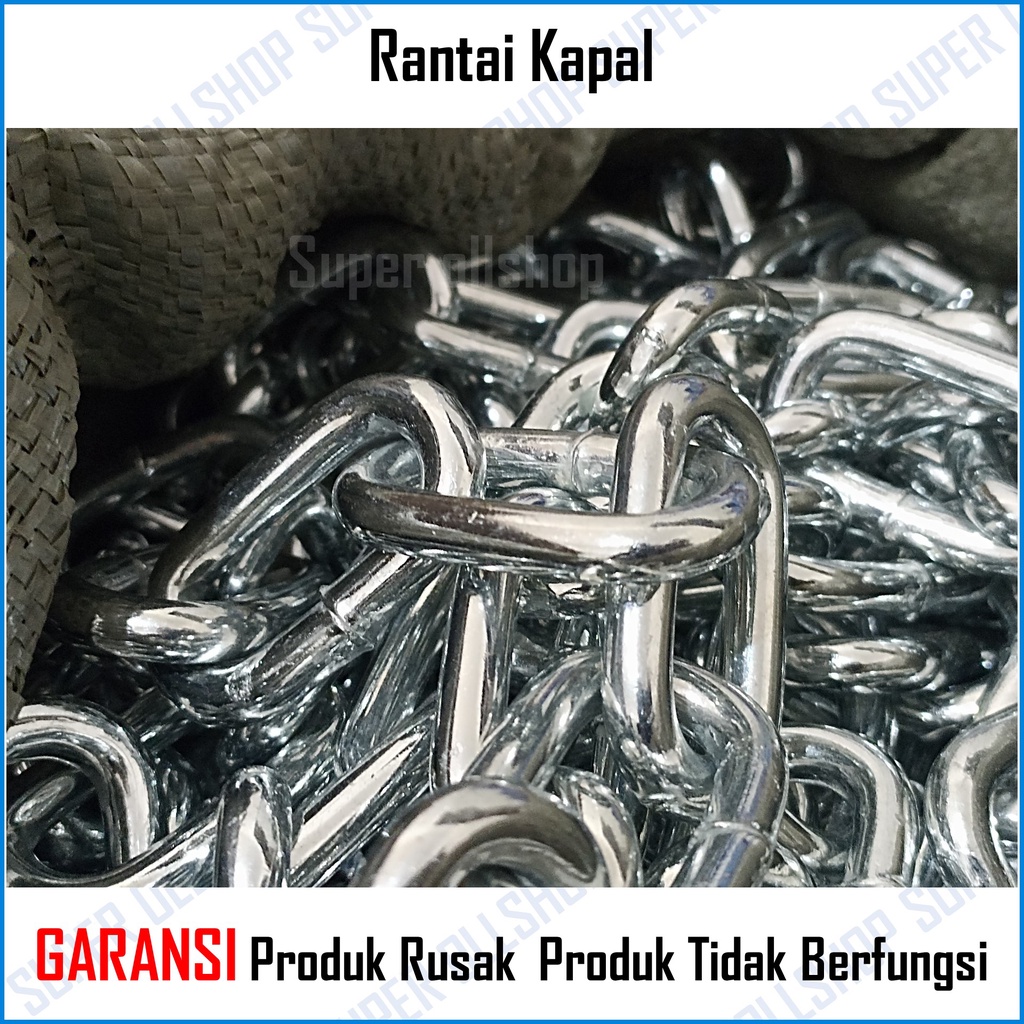 Rantai Besi Kapal Kecil 5/16 7 MM / Rantai Kapal 5/16 7 MM / Rantai Besi Besar 7 MM /  Harga Rantai Kapal Besi Meteran / Rantai Besi Galvanis 7 mm/Rante Besi 7 mm Eceran per 0.5 M 1 Meter Murah