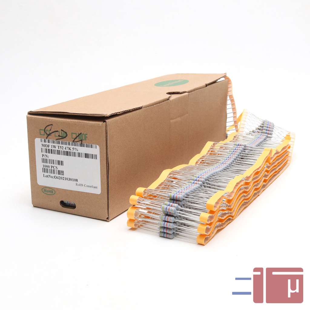 x10 Resistor 47K 1W Metal Oxide 5% Taiwan Kaki Tembaga