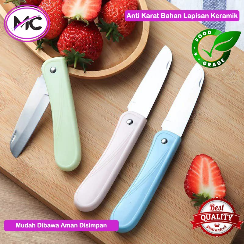 Pisau Dapur Buah dan Sayur Super Tajam Pisau Lipat Mini Travel Portable Praktis Mudah Di Bawa Pisau Potong Bahan Stainless Steel Anti Karat